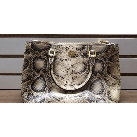 Tory Burch Robinson Mini Snake Embossed Double Zip Tote Bag - Picture 12 of 16